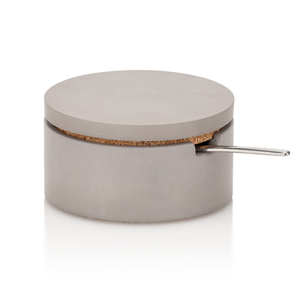 PLC Gray Concrete Classic Salt and Spice Cellar with Spoon