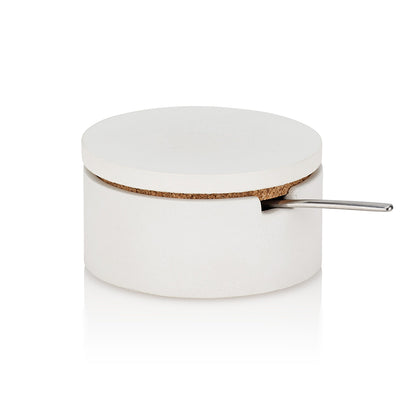 Concrete Salt Cellar with Spoon White